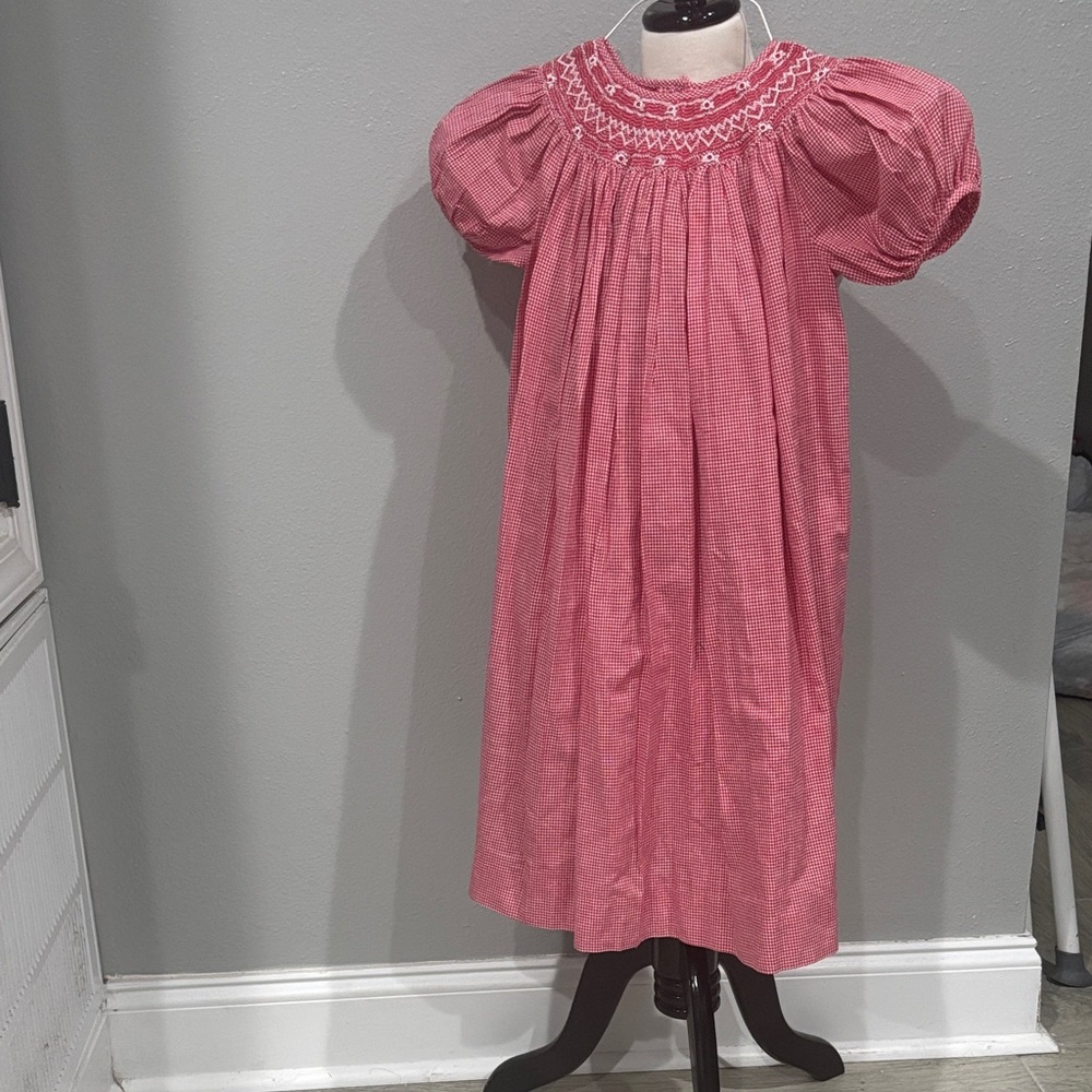 Charming Pink Smocked Kids Dress